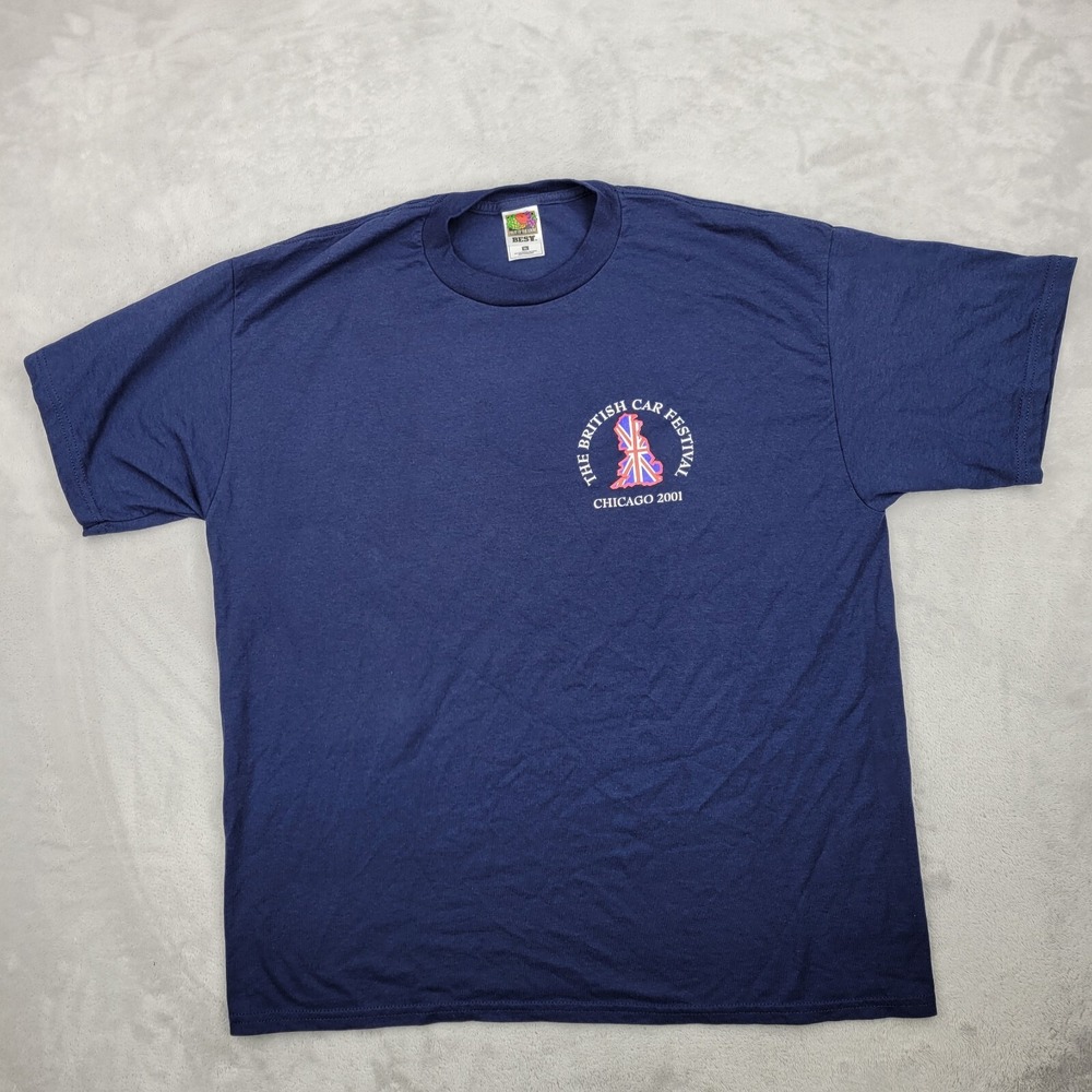 Vintage British Car Festival Shirt Mens XL Motor Fest UK London Show Blue Adult